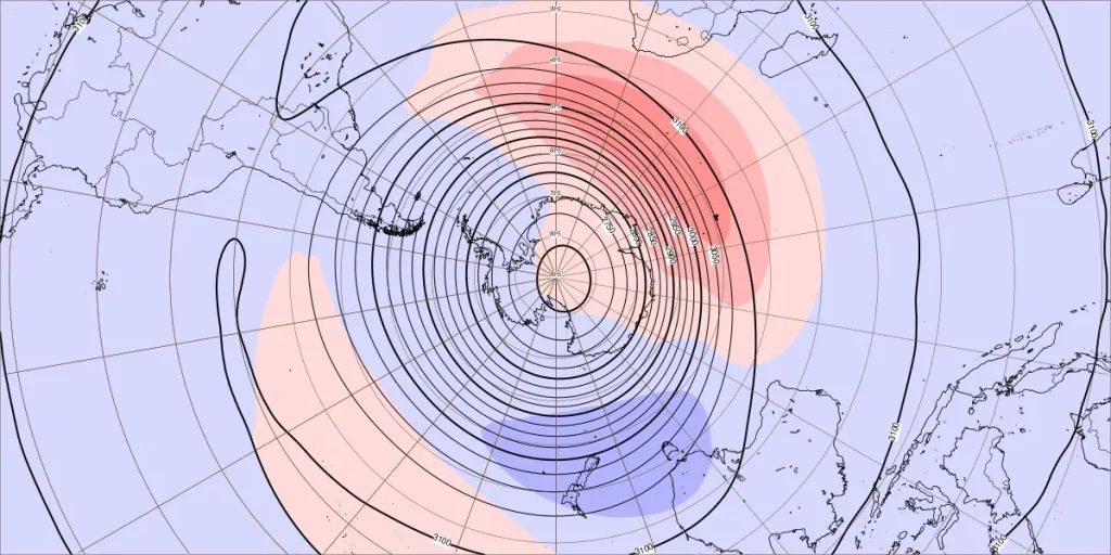 10 hPa temperature weekly mean anomaly south pole june 30 2025