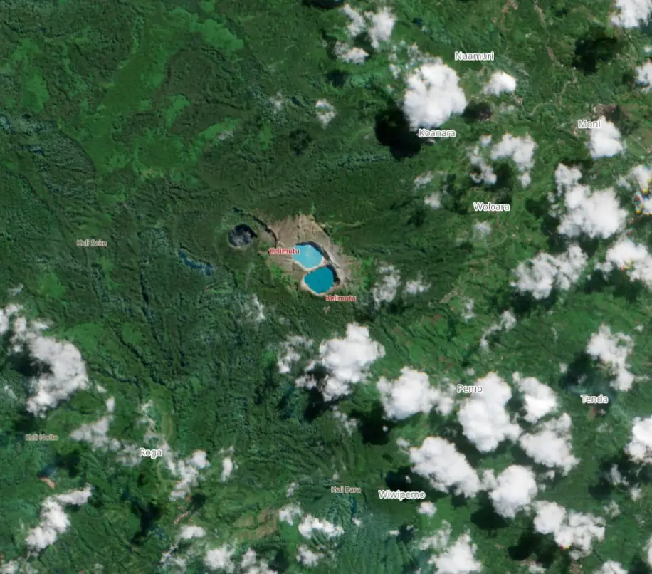 satellite image of kelimutu volcano on june 16 2025