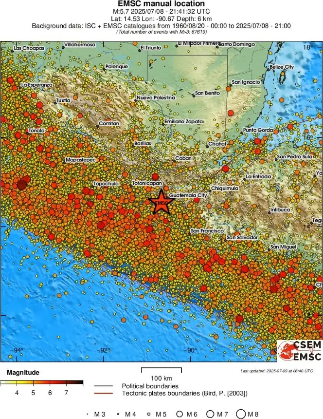 guatemala earthquakes july 8 2025 emsc regialertseismicity