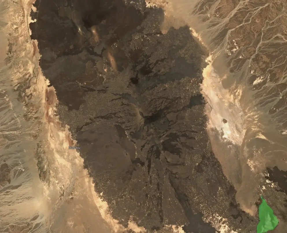 2025年7月6日哨兵2号拍摄的尔塔阿雷火山广角卫星图像